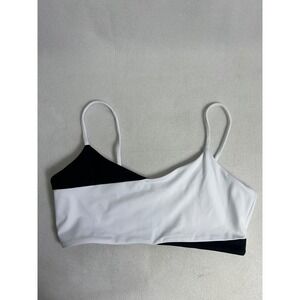 Minimalist Move With You Women L White Black Colorblock V Neck Padded Sports Bra